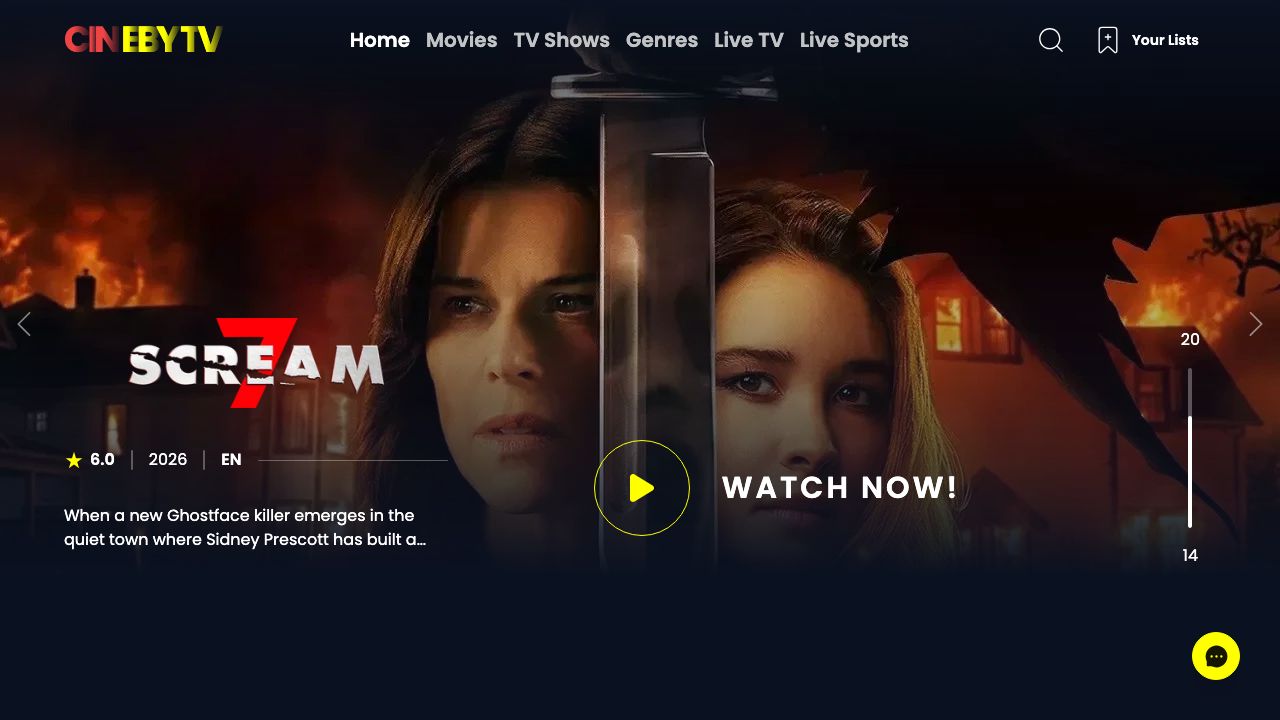 Screenshot of cinebytv.com