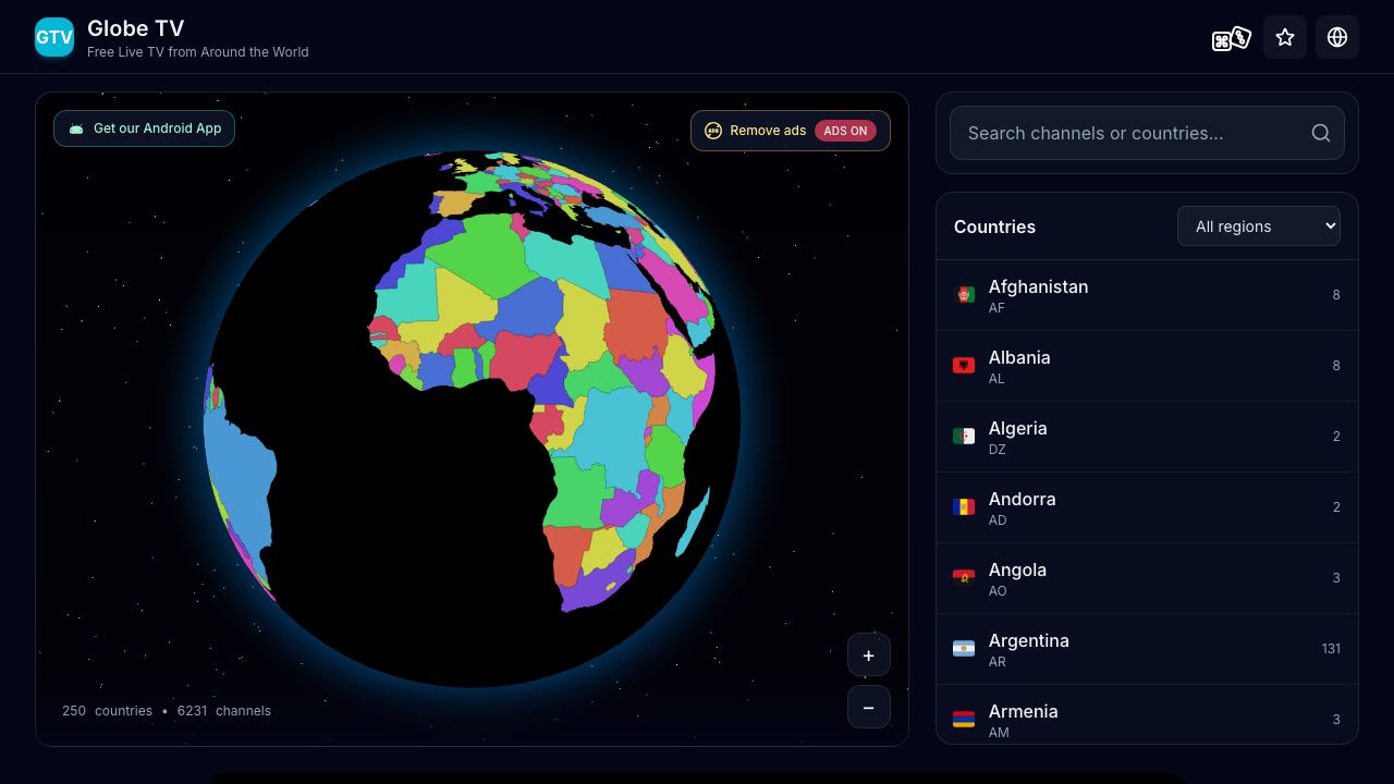 Screenshot of globetv.app