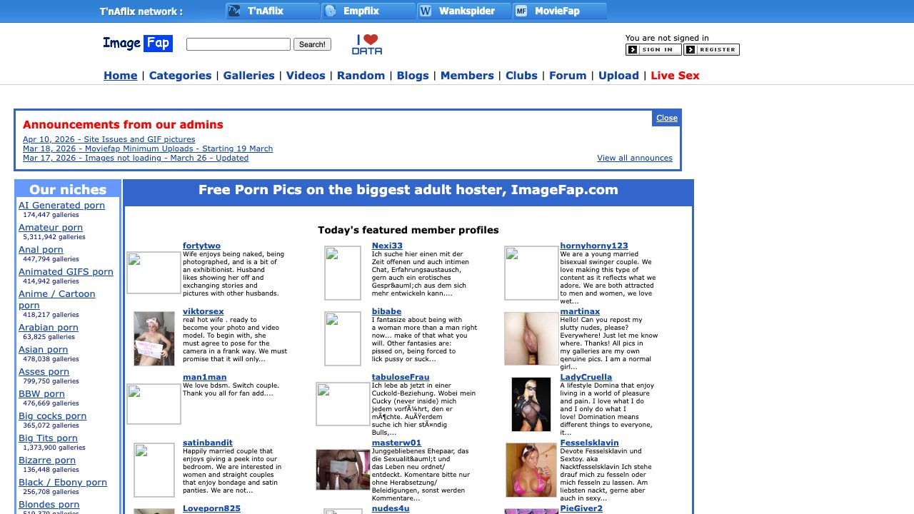 Screenshot of imagefap.com