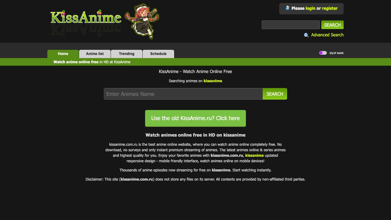 Screenshot of kissanime.com.ru
