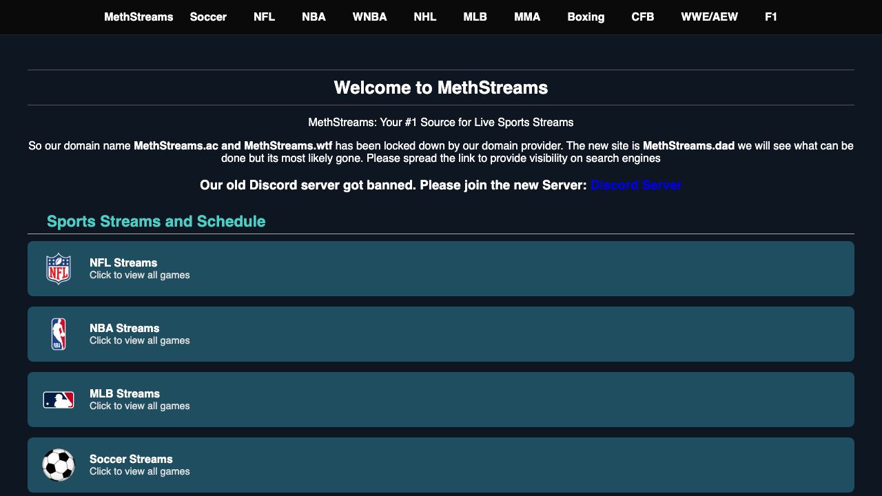 Screenshot of methstreams.ms
