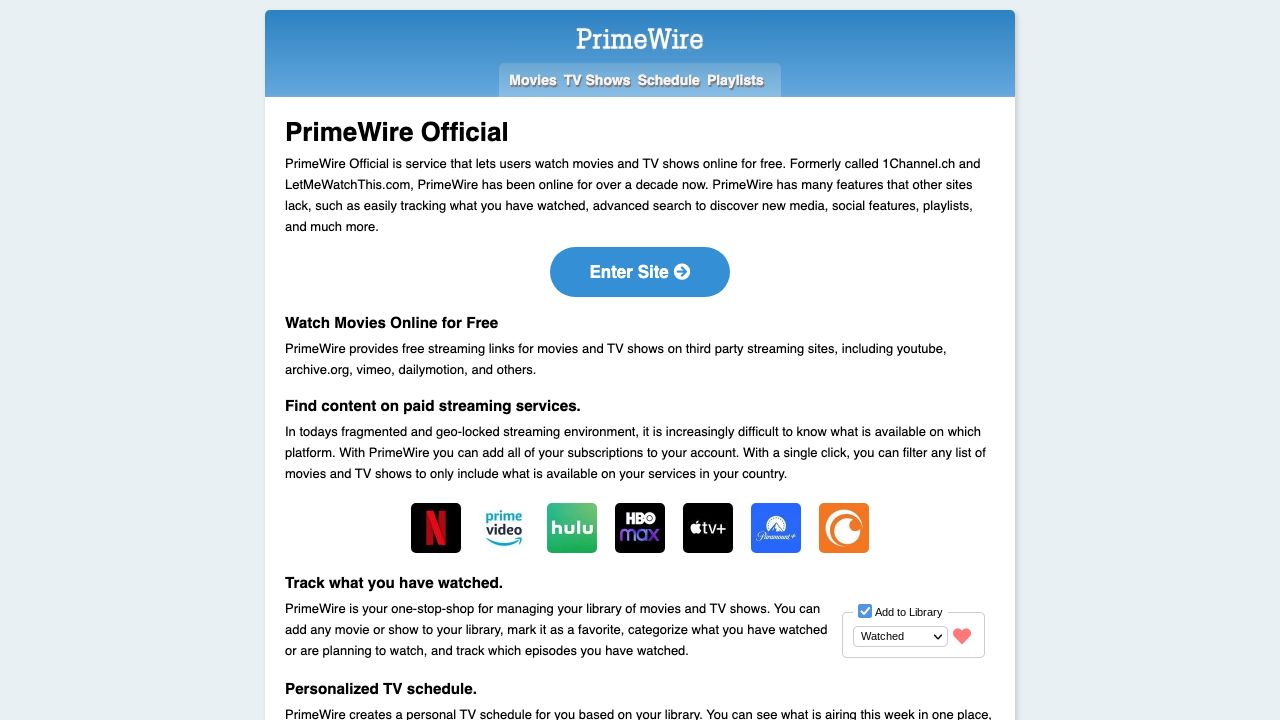Screenshot of primewire.mov