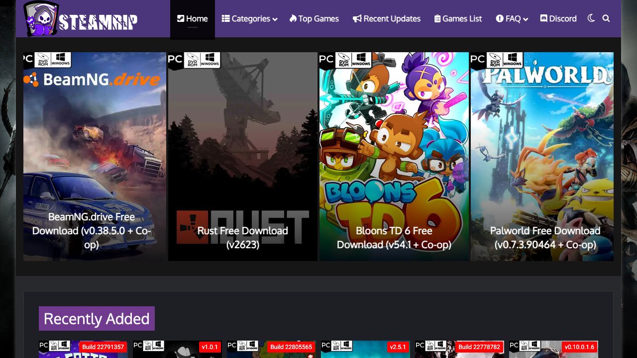 Screenshot of steamrip.com